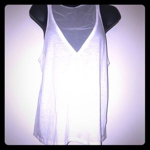 VIctoria Secret Sport White Tank Too- mesh chest